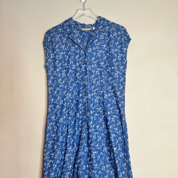 Liz Claiborne Sleeveless Denim Country Floral Maxi Boho Dress - Picture 2 of 8